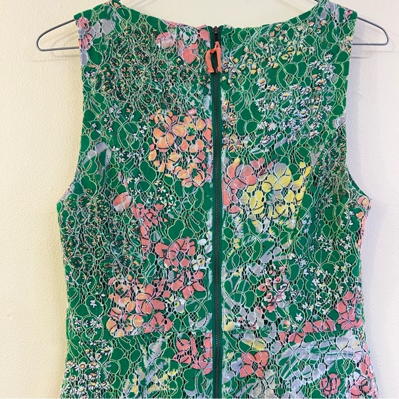 Anthropologie Maeve Dress Verbena Lace Floral Green Sequin Spring Size 2 - Picture 8 of 11